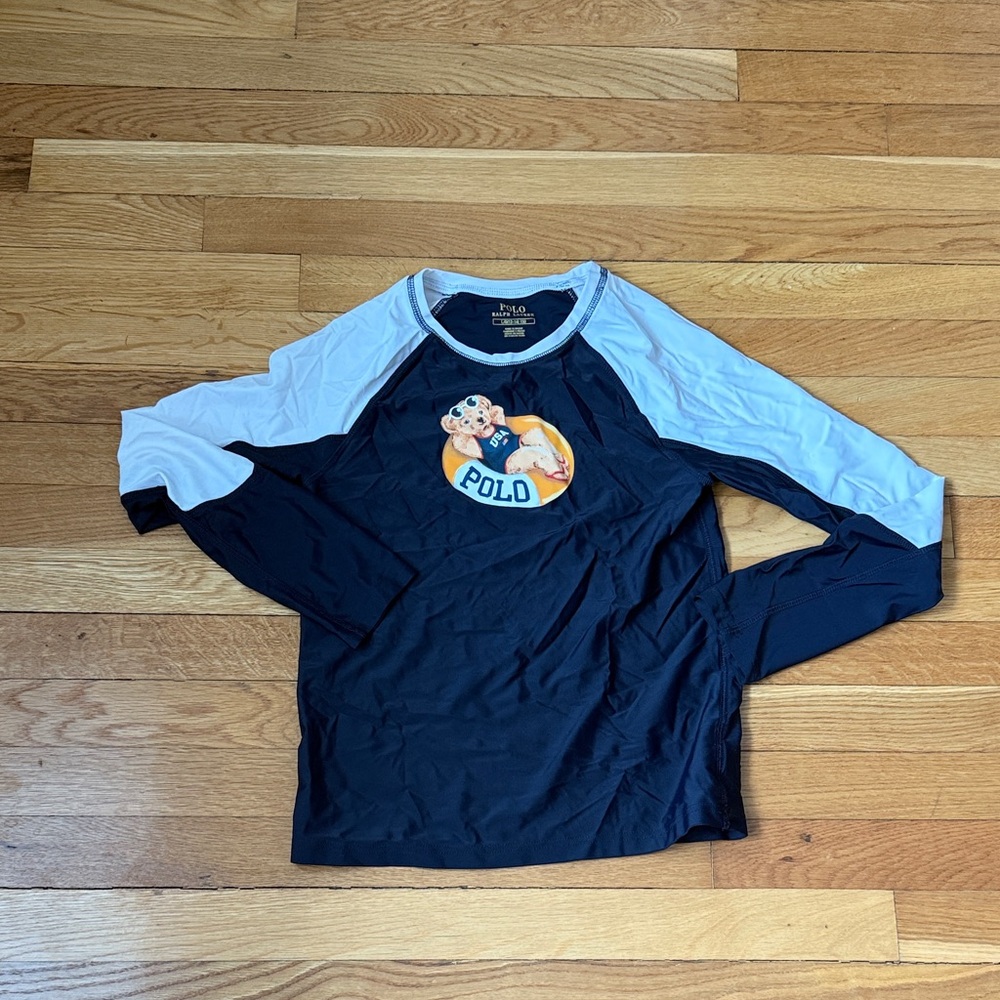 Polo by Ralph Lauren Kids Navy and White Long Sleeve Swim Tee